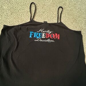 Harley-Davidson Black Camisole with Red and Blue Freedom Design